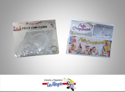 [6854125121423] BANDERIN FELIZ CUMPLEANOS PLATEADO MARCA PINTARETA