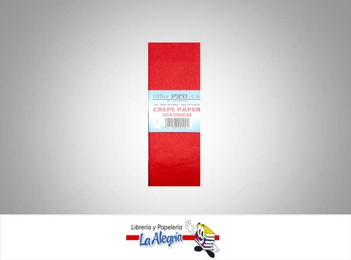 [6921298092901] PAPEL CREPE 50X200CM ROJO UND MARCA OFFICE PRO   