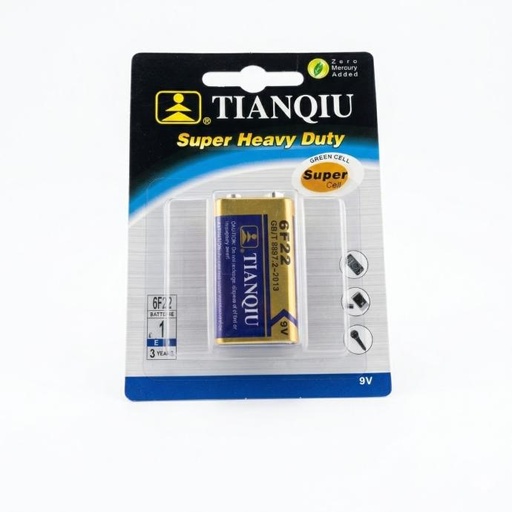 [6927799689251] PILA 9V ALCALINA SUPER HEAVY DUTY 6F22X UND MARCA TIANQIU   