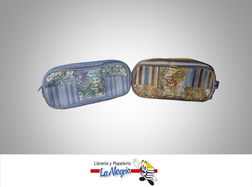 [6932110588373] CARTUCHERA TELA CON CIERRE ESCARCHADA HS88 MARCA OFFICE LINE
