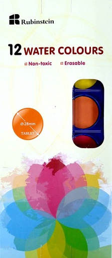 [6935249906674] ACUARELA EN PASTILLA CON PINCEL 12 COLOR MARCA RUBINSTEIN