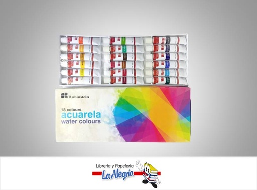 [6935249909064] PINTURA ACUARELA 18 COLORES 12ML C/U MARCA RUBINSTEIN   