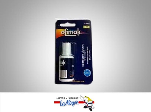 [6937544324337] CORRECTOR LIQUIDO OK33S 12ML BROCHA UND MARCA OFIMAK