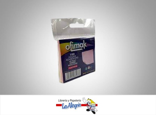 [6937544331373] NOTAS AUTOADHESIVA BL137; 75X75 100H ROSA PASTEL MARCA OFIMAK