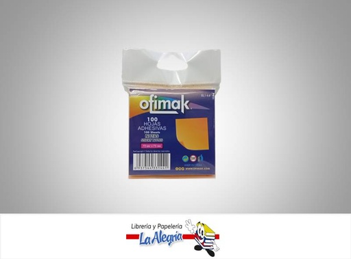 [6937544331441] NOTA AUTOADHESIVA NARANJA7.5X7.5CM MARCA OFIMAK