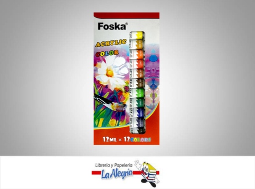 [6937544358769] PINTURA ACRILICA PE1008 12 ML 12 COLORES MARCA FOSKA