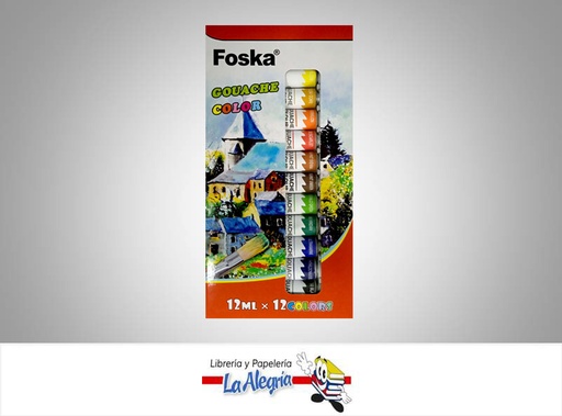 [6937544358806] PINTURA GOUACHE PE1007 12 ML 12 COLORES MARCA FOSKA