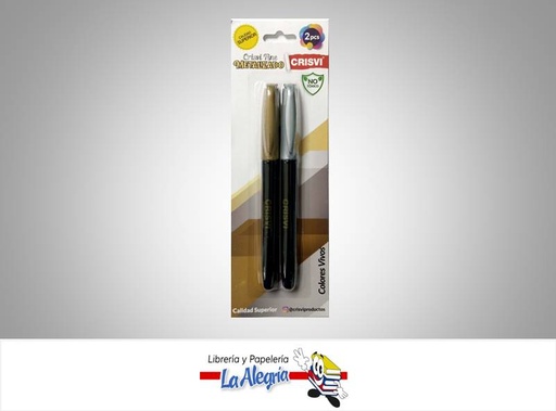 [6937550164224] MARCADOR PUNTA FINA METALIZADO PLATA/DORADO MARCA CRISVI