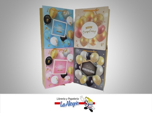 [6975892245621] BOLSA DE REGALO FLORES PASTELES 32X26X10 CM MARCA S/M