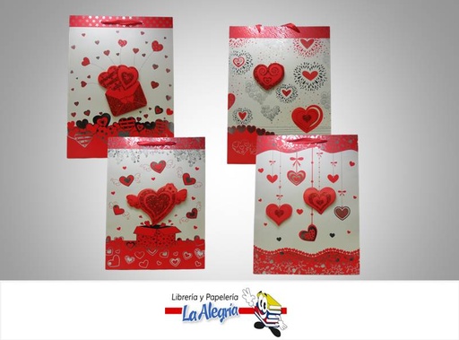 [6968521128525] BOLSA DE REGALO 3D 42X31 AMOR/PLATEADO MARCA S/M   