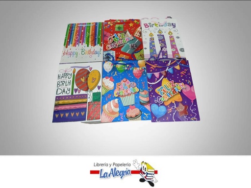 [6978021120011] BOLSA DE REGALO FELIZ CUMPLEAÑOS 18X24CM MARCA KUCHIS   