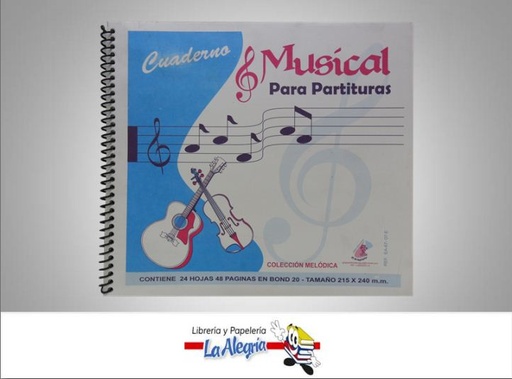 [6PENT] CUADERNO MUSICA 6 PENT ESPIRAL 2.15X24CM MARCA EL ARAGUEÑO   