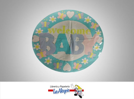 [717742018179] GLOBO FOIL 18 WELCOME BABY TURQUESA UND MARCA SM   