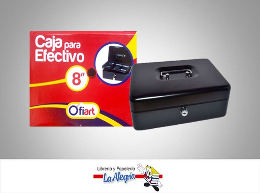 [720171614409] CAJA EFECTIVO CON LLAVE 8'' NEGRO MARCA OFIART