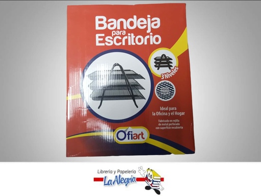 [720171617929] BANDEJA ESCRITORIO MALLA 3 DIV NEGRA MARCA OFIART   