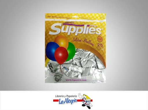 [721456866957] GLOBO R12 CROMADO PLATA 25 UND MARCA SUPPLIES   