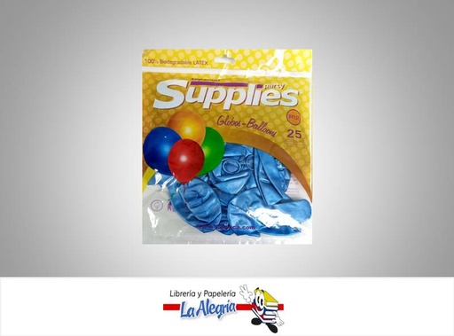 [721456866971] GLOBO R12 CROMADO AZUL 25 UND MARCA SUPPLIES   