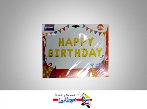 [721456867527] GLOBO FOIL 16'' HAPPY BIRTHDAY DORADO UND MARCA SUPPLIES   