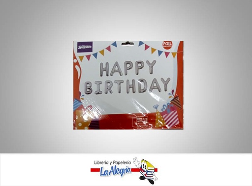 [721456867534] GLOBO FOIL 16'' HAPPY BIRTHDAY PLATEADO UND MARCA SUPPLIES   