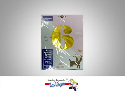 [721456867916] GLOBO FOIL 16'' NUMERO 6 GOLD UND MARCA SUPPLIES   