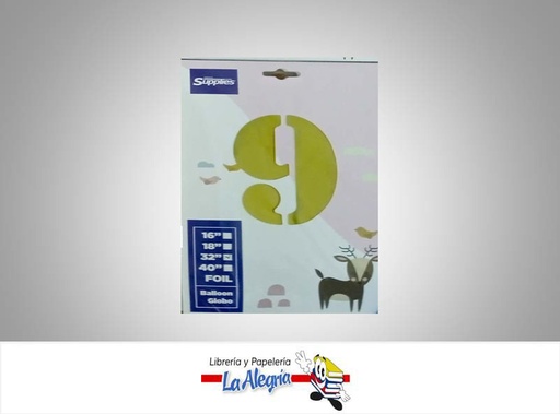 [721456867947] GLOBO FOIL 16'' NUMERO 9 GOLD UND MARCA SUPPLIES   
