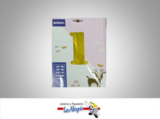 [721456867961] GLOBO FOIL 32'' NUMERO 1 GOLD UND MARCA SUPPLIES   