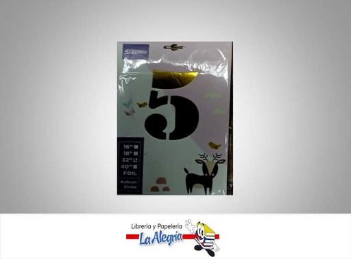 [721456868005] GLOBO FOIL 32'' NUMERO 5 GOLD UND MARCA SUPPLIES   
