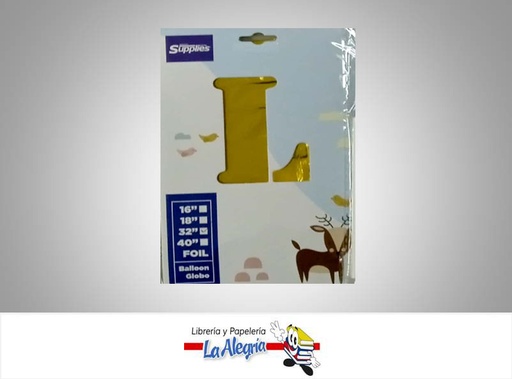 [721456868586] GLOBO FOIL 16'' LETRA L DORADO UND MARCA SUPPLIES   