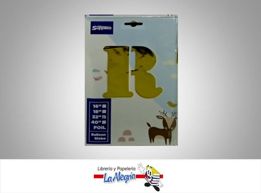 [721456868623] GLOBO FOIL 16'' LETRA R DORADO UND MARCA SUPPLIES   