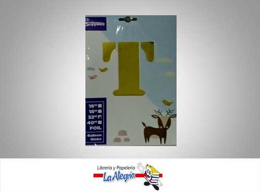 [721456868647] GLOBO FOIL 16'' LETRA T DORADO UND MARCA SUPPLIES   