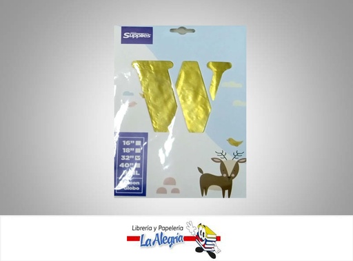 [721456868678] GLOBO FOIL 16'' LETRA W DORADO UND MARCA SUPPLIES   