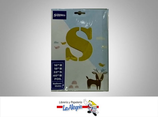[721456868890] GLOBO FOIL 32'' LETRA S DORADO UND MARCA SUPPLIES   