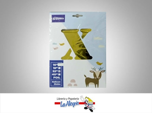 [721456868944] GLOBO FOIL 32'' LETRA X DORADO UND MARCA SUPPLIES   
