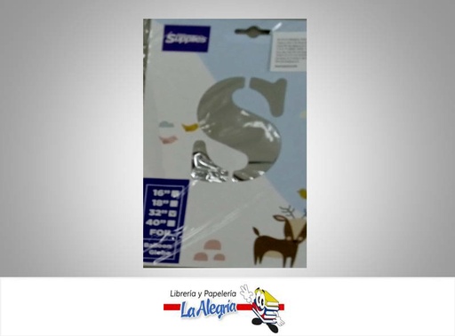 [721456869675] GLOBO FOIL 32'' LETRA S PLATEADO UND MARCA SUPPLIES   