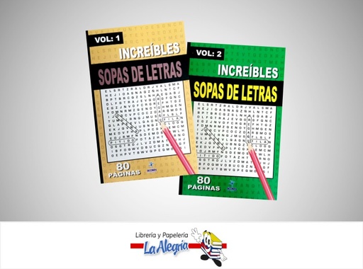 [734439131515] SOPA DE LETRAS VOL 1 Y 2 80PG  TEMATICA PASATIEMPO   EDITORIAL SICOBEN