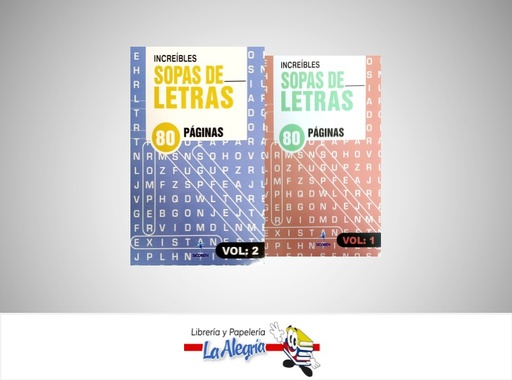 [734439131539] SOPA DE LETRAS VOL 1 Y 2 80PG  TEMATICA PASATIEMPO   EDITORIAL SICOBEN