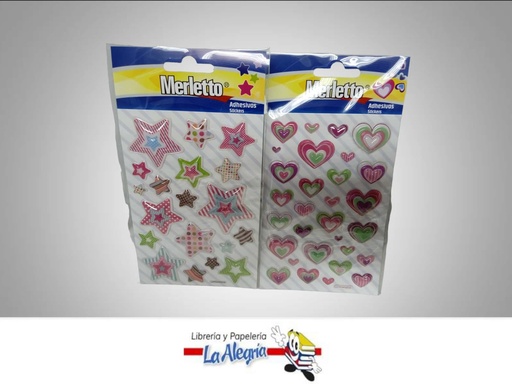 [7450008490670] CALCOMANIA SURTIDAS CORAZON/ESTRELLA MARCA MERLETTO   