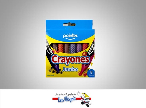 [7453010002428] CREYON DE CERA JUMBO 8 COLORES CY-JB-8HQ MARCA POINTER