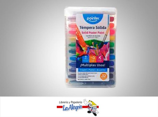 [7453010040154] TEMPERA SOLIDA CON PINCEL WC5570 12 COLORES MARCA POINTER