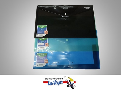 [7453010048815] SOBRE PLASTICO CON BROCHE JD811 CARTA A4 COLOR VARIADO MARCA POINTER