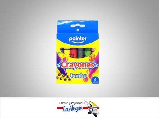 [7453010077242] CREYON DE CERA JUMBO CY-JB-6HQ; 6 COLORES MARCA POINTER