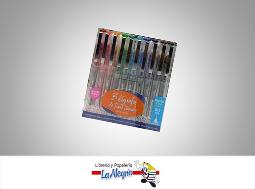 [7453010081270] BOLIGRAFO GEL PUNTA FINA RP212010;  0.5MM 10 COLORES MARCA POINTER