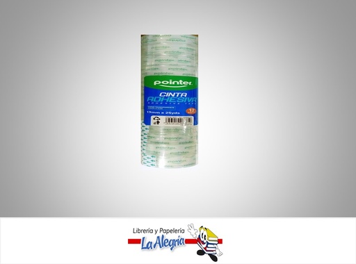 [7453010086619] CINTA ADHESIVA TRANSP 19X25YPAQ 12UND MARCA POINTER   