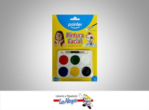 [7453010088347] PINTURA FACIAL CON PINCEL FM6; 6 COLOR MARCA POINTER