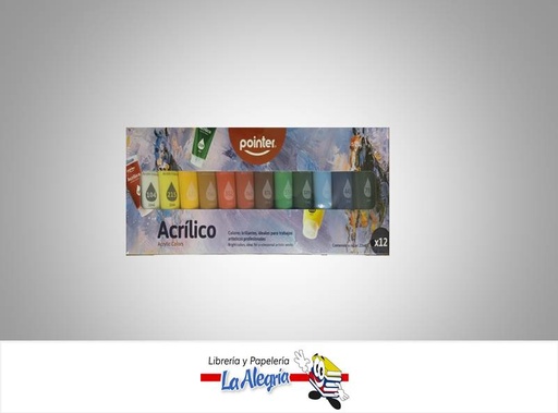 [7453010088637] PINTURA ACRILICA BAP62212; 22 ML 12 COLORES MARCA POINTER