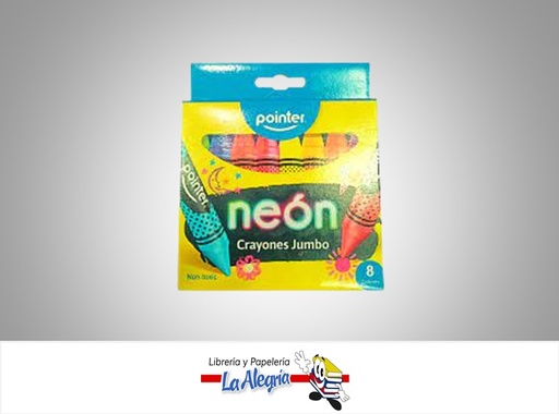[7453010093754] CREYON DE CERA NEON JUMBO 8 COLORES MARCA POINTER   