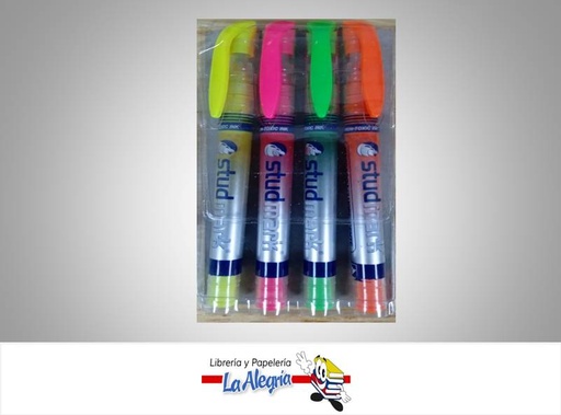 [7453015102734] RESALTADOR FLUORESCENTE 4 COLORES MARCA STUDMARK   