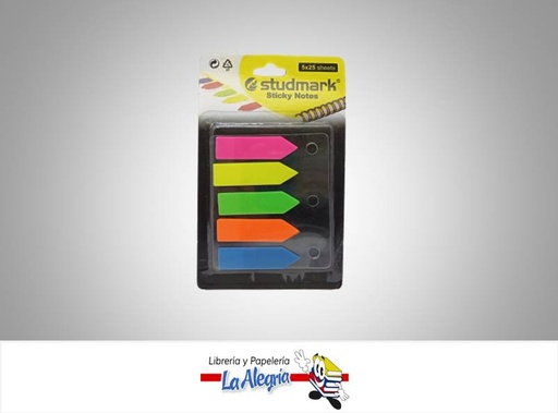 [7453015119565] NOTA AUTOADESIVA BANDERITA 5 COLORES 25 HOJAS MARCA STUDMARK