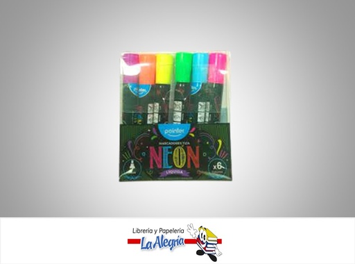 [7453038414166] MARCADOR DE TIZA LIQUIDA NEON 5MM CAJA 6 MARCA POINTER   