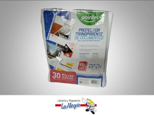 [7453038414883] FUNDA PROTECTORA CARTA 30 MICRAS PAQ.100 UND MARCA POINTER